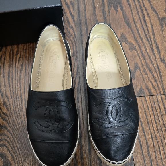 Chanel espadrilles Black Leather Sz 36 - Picture 8 of 8